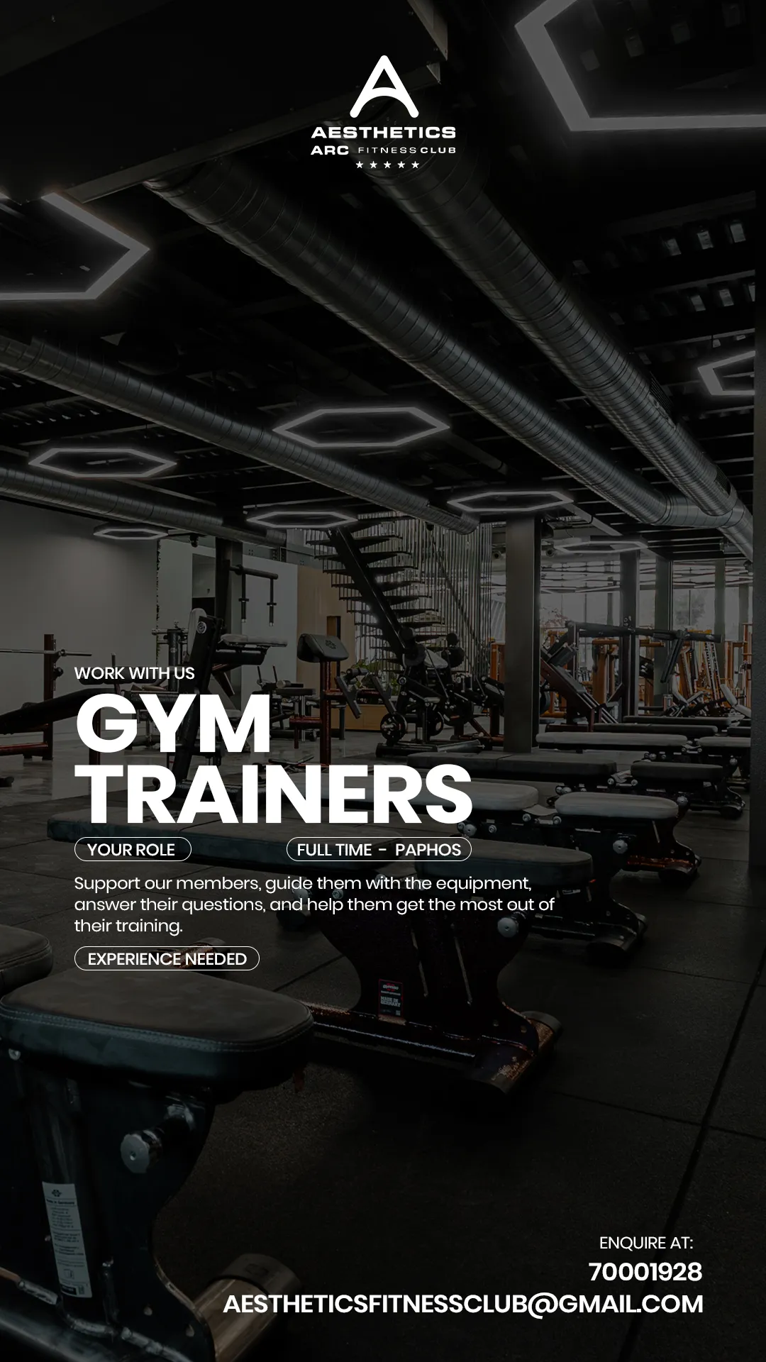 Gym Trainer — now hiring at Aesthetics Arc